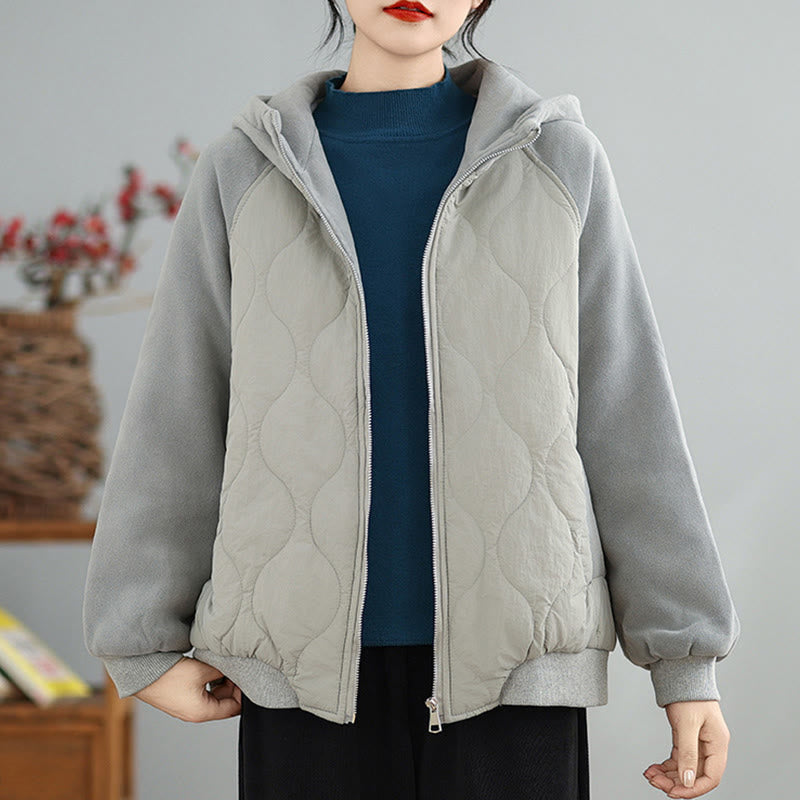 Buddha Stones Women's Long Sleevethickened Warm Hood Cotton Jacket With Pockets