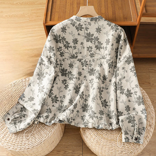 Buddha Stones Casual Printed Pattern Women's Long Sleeve Polyester Shirt