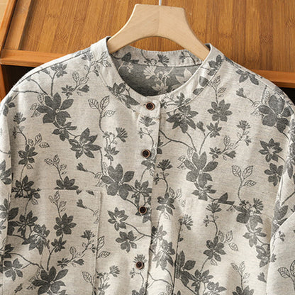 Buddha Stones Casual Printed Pattern Women's Long Sleeve Polyester Shirt
