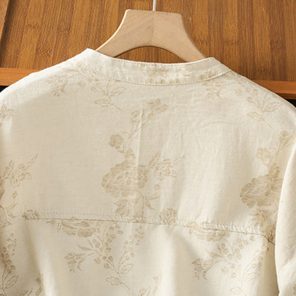 Buddha Stones Casual Printed Pattern Women's Long Sleeve Polyester Shirt