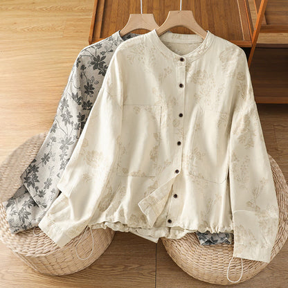Buddha Stones Casual Printed Pattern Women's Long Sleeve Polyester Shirt