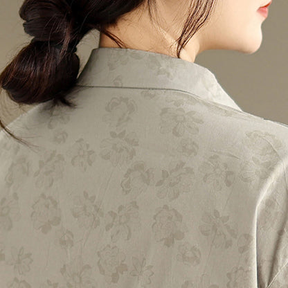 Buddha Stones Casual Embroidered Florals Women's Long Sleeve Polyester Shirt