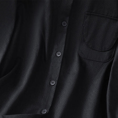 Buddha Stones Casual Women's Long Sleeve Stand Collar Cotton Shirt With Pockets