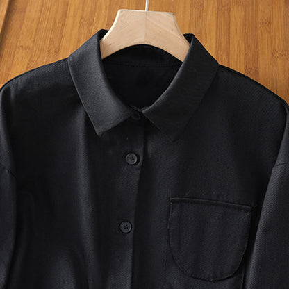 Buddha Stones Casual Women's Long Sleeve Stand Collar Cotton Shirt With Pockets