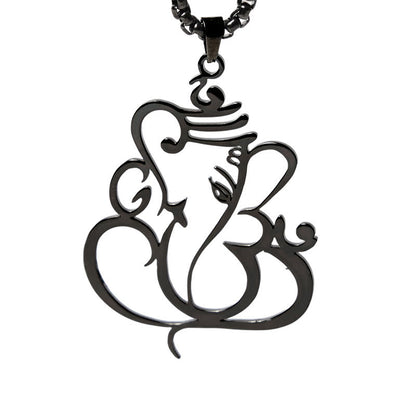 Buddha Stones Ganesh Elephant Stainless Steel Protection Necklace Pendant