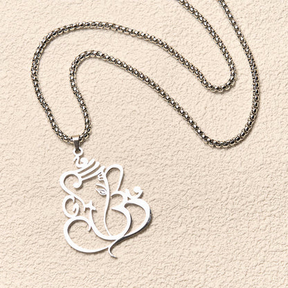 Buddha Stones Ganesh Elephant Stainless Steel Protection Necklace Pendant