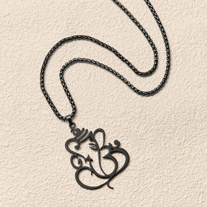 Buddha Stones Ganesh Elephant Stainless Steel Protection Necklace Pendant