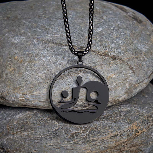 Buddha Stones Yin Yang Buddha Figure Hollow Design Stainless Steel Balance Necklace Pendant