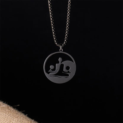 Buddha Stones Yin Yang Buddha Figure Hollow Design Stainless Steel Balance Necklace Pendant
