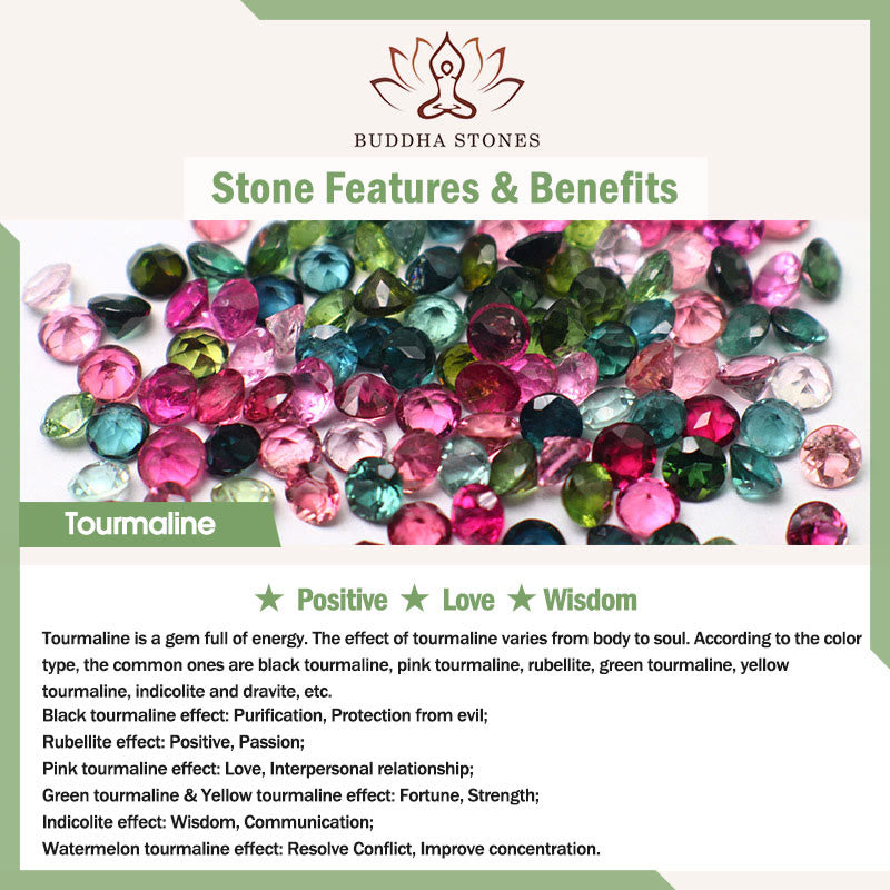 Buddha Stones 2.5mm Natural Tourmaline Ultra-thin Beads Positive Bracelet