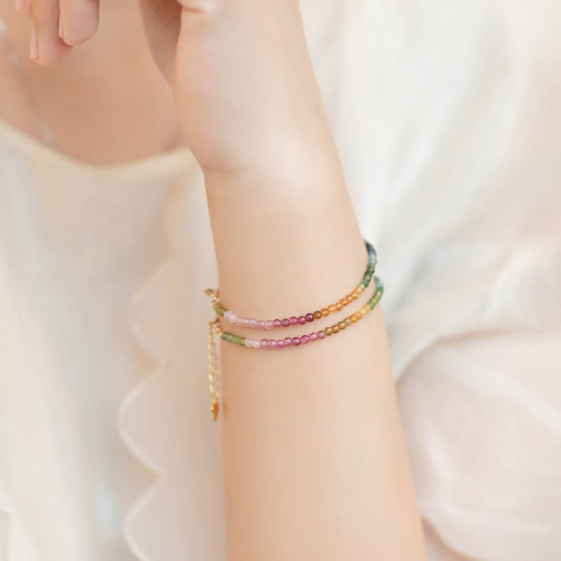 Buddha Stones 2.5mm Natural Tourmaline Ultra-thin Beads Positive Bracelet
