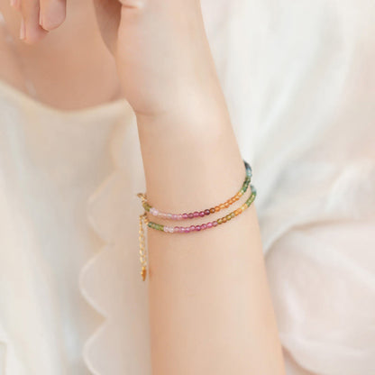 Buddha Stones 2.5mm Natural Tourmaline Ultra-thin Beads Positive Bracelet