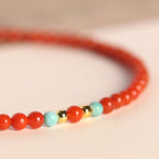 Buddha Stones 3mm Natural South Red Agate Ultra-thin Beads Positive Bracelet