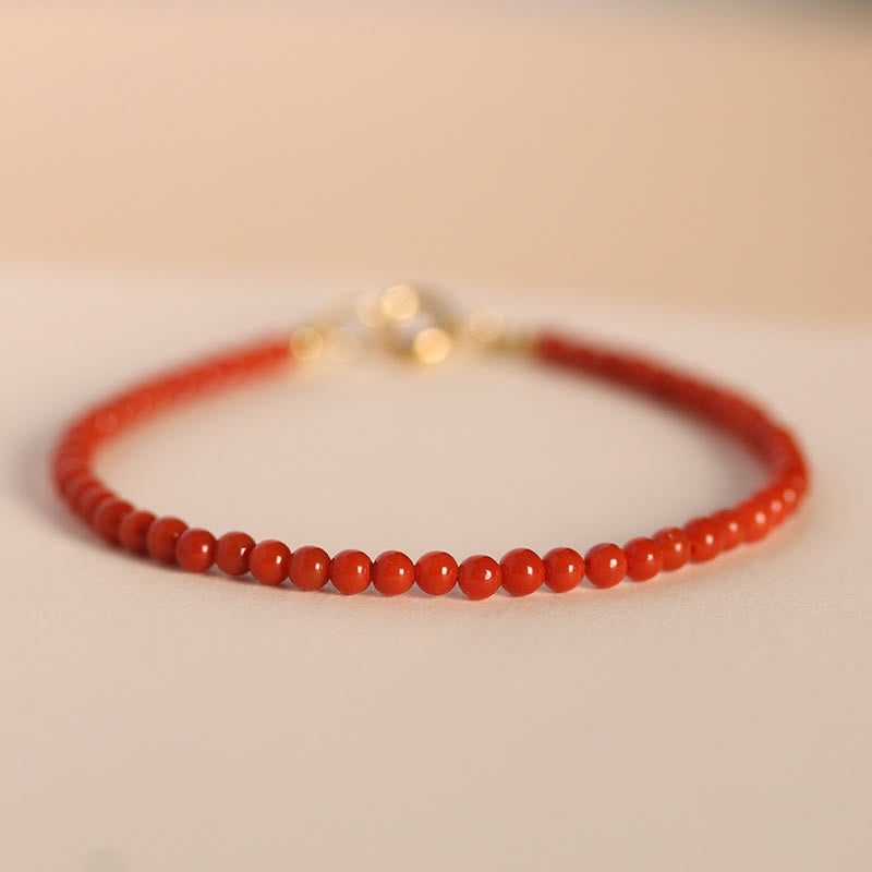 Buddha Stones 3mm Natural South Red Agate Ultra-thin Beads Positive Bracelet