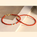 Buddha Stones 3mm Natural South Red Agate Ultra-thin Beads Positive Bracelet