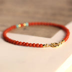 Buddha Stones 3mm Natural South Red Agate Ultra-thin Beads Positive Bracelet