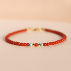 Buddha Stones 3mm Natural South Red Agate Ultra-thin Beads Positive Bracelet