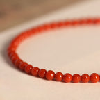 Buddha Stones 3mm Natural South Red Agate Ultra-thin Beads Positive Bracelet