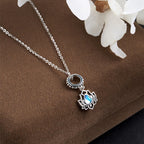 Buddha Stones 925 Sterling Silver Lotus Design Moonstone Healing Necklace Pendant