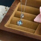 Buddha Stones 925 Sterling Silver Lotus Design Moonstone Healing Necklace Pendant