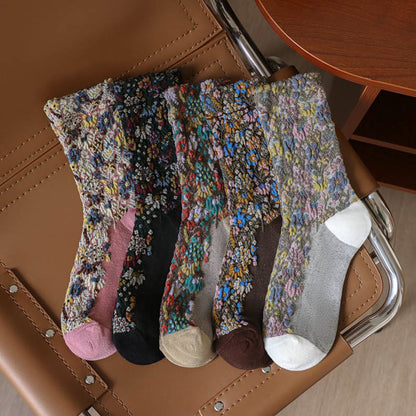 Buddha Stones Ethnic Textured Floral Pattern Women's Micro Crew Cotton Socks