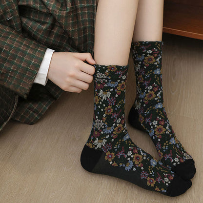 Buddha Stones Ethnic Textured Floral Pattern Women's Micro Crew Cotton Socks