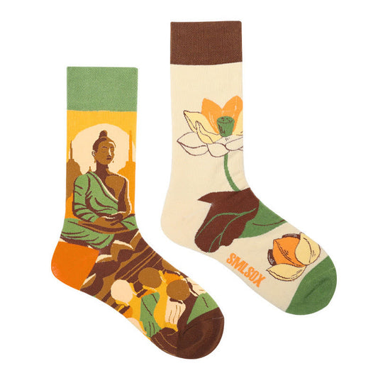Buddha Stones Casual Meditative Buddha Lotus Dragonfly Micro Crew Women's Socks
