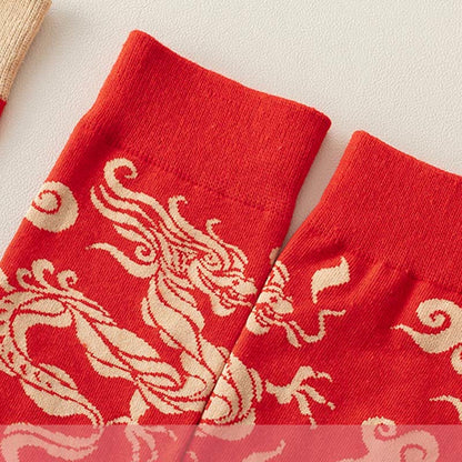 Buddha Stones Casual Red Dragon Cotton Quarter Men Women Unisex Socks