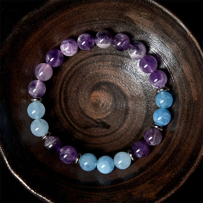 Buddha Stones Amethyst Aquamarine Spacer Beads Peace Bracelet