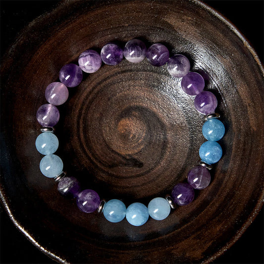 Buddha Stones Amethyst Aquamarine Spacer Beads Peace Bracelet