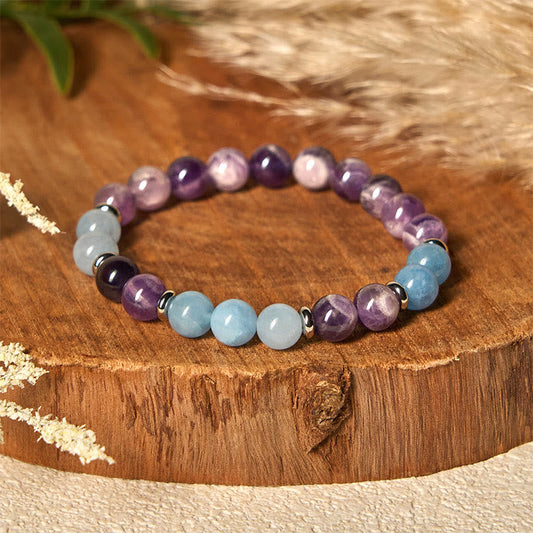 Buddha Stones Amethyst Aquamarine Spacer Beads Peace Bracelet