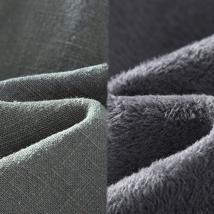 Buddha Stones Men's Plain Long Sleeve Thermal Fleece-Lined Ramie Linen Cotton Jacket With Pockets
