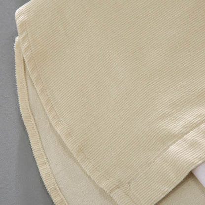 Buddha Stones Men's Solid Color Buttons Design Long Sleeve Pure Cotton Corduroy Shirt