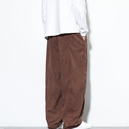 Buddha Stones Plain Drawstring Pure Cotton Corduroy Men's Harem Pants With Pockets
