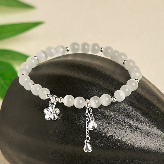 Buddha Stones Natural Cat's Eye Cherry Blossom Peace Bracelet