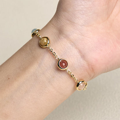 Buddha Stones Colorful Crystal Amethyst Strawberry Quartz Balance Bracelet