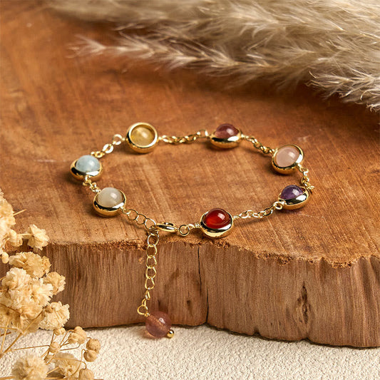 Buddha Stones Colorful Crystal Amethyst Strawberry Quartz Balance Bracelet