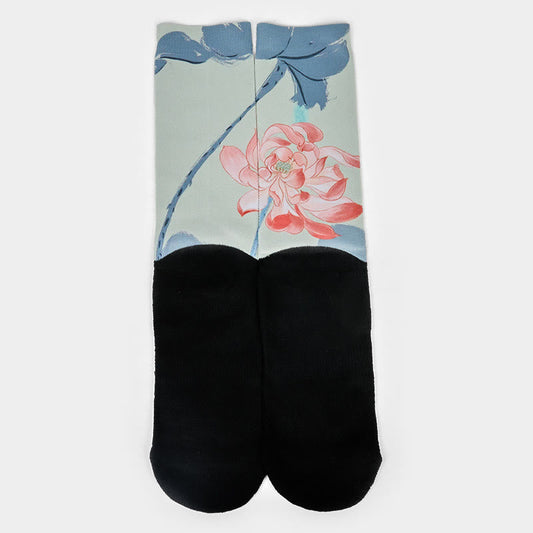 Buddha Stones Casual Lotus Painting Micro Crew Men Women Unisex Socks