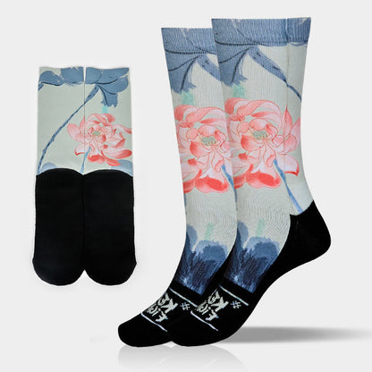 Buddha Stones Casual Lotus Painting Micro Crew Men Women Unisex Socks