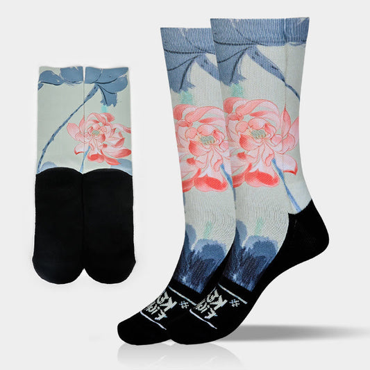 Buddha Stones Casual Lotus Painting Micro Crew Men Women Unisex Socks