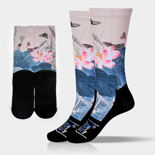 Buddha Stones Casual Lotus Flowers Leaves Butterfly Micro Crew Men Women Unisex Socks