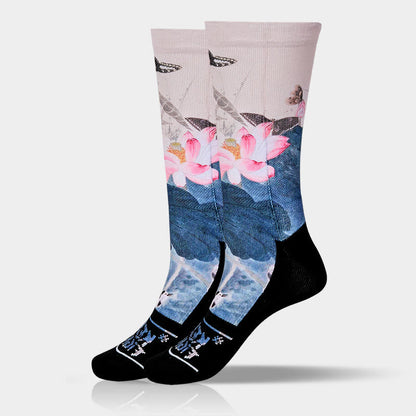 Buddha Stones Casual Lotus Flowers Leaves Butterfly Micro Crew Men Women Unisex Socks
