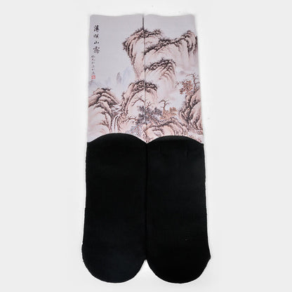 Buddha Stones Casual White Crane Pine Trees Mountains Micro Crew Men Women Unisex Socks
