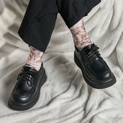 Buddha Stones Casual White Crane Pine Trees Mountains Micro Crew Men Women Unisex Socks