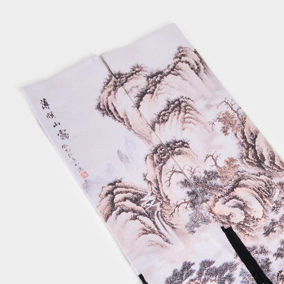 Buddha Stones Casual White Crane Pine Trees Mountains Micro Crew Men Women Unisex Socks