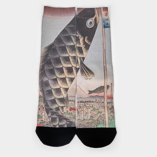 Buddha Stones Casual Koi Fish Mount Fuji Micro Crew Men Women Unisex Socks