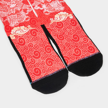 Buddha Stones Casual God Of Wealth Auspicious Clouds Micro Crew Men Women Unisex Socks