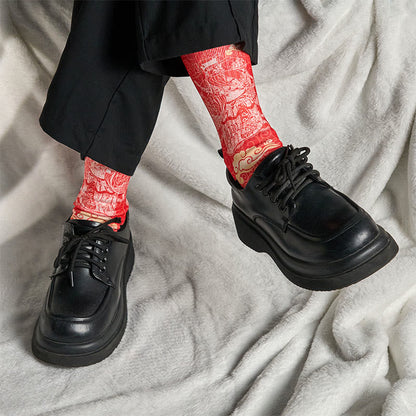 Buddha Stones Casual God Of Wealth Auspicious Clouds Micro Crew Men Women Unisex Socks