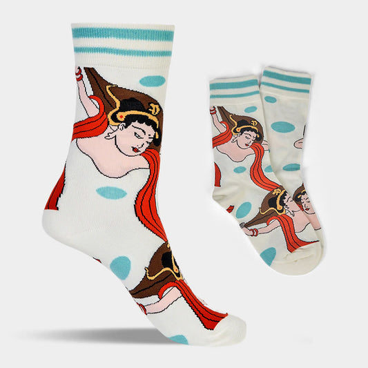 Buddha Stones Casual Dunhuang Feitian Design Micro Crew Women's Socks