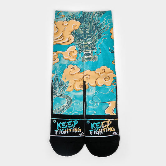 Buddha Stones Casual Dragon Auspicious Clouds Design Micro Crew Men's Socks